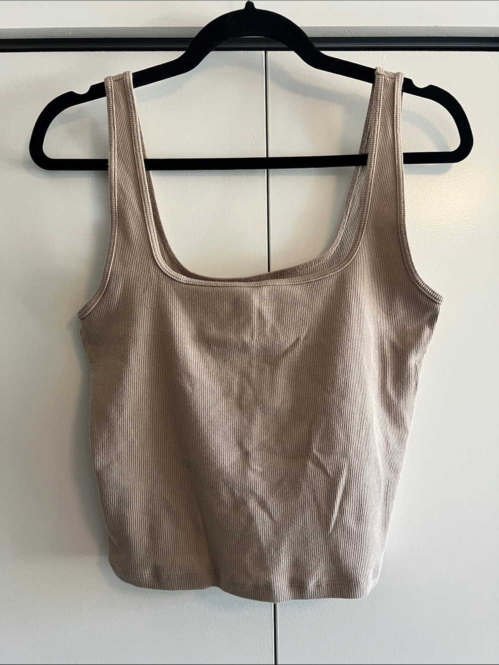 abercrombie kids Ribbed Scoop Tank Top - Taupe Beige